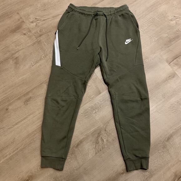 Nike Other - Nike Tech Fleece Pants Men's Small S Olive Green / White Jogger Sweatpants Zip